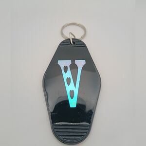 Motel Keychain Custom Letter V Initial With Hearts Keychain Keyring